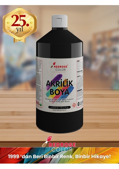 Red Rose Siyah Akrilik Boya 1 KG