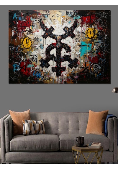 Karmaşık Modern Sanat Ve Kuru Kafa Dekoratif Kanvas - Mdf Ahşap Tablo