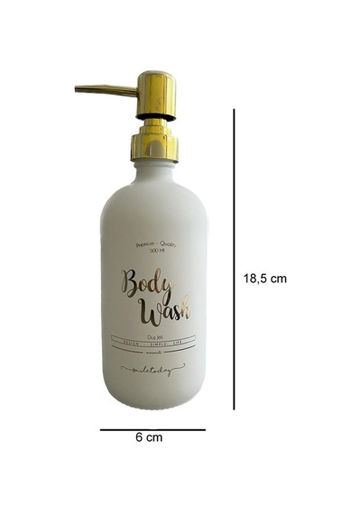 Beyaz Cam Duş Jeli Şişesi - 500 Ml Body Wash Beyaz Beyaz