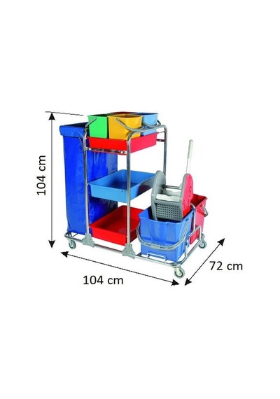 Safell Brandalı Krom Kat Temizlik Arabası  Sf3101