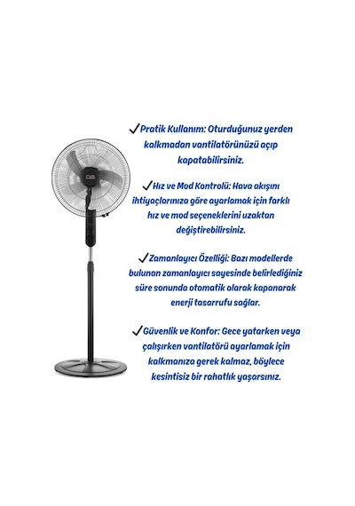 Cvs Dn 91032 Uzaktan Kumandalı 18'' 110 Watt Ayaklı Vantilatör