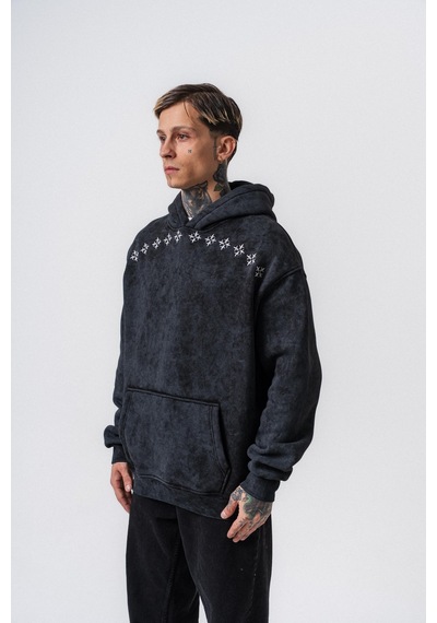 Respire Erkek Muse Baskılı Yıkamalı Kapüşonlu Oversize Hoodie Siyah