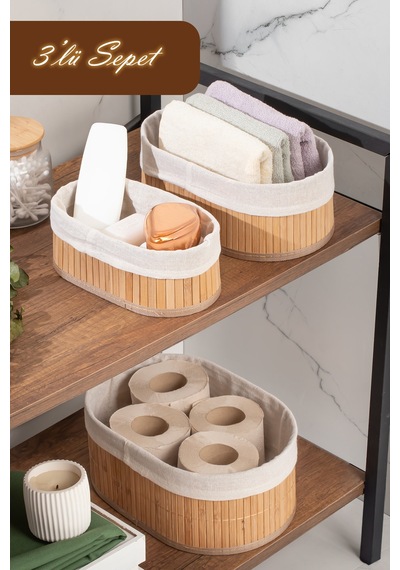 Posima 2082 Oval 3lü Pinterest Sepet Bambu Sepet Seti Dekoratif Banyo Mutfak Düzenleyici Organizeri Hasır