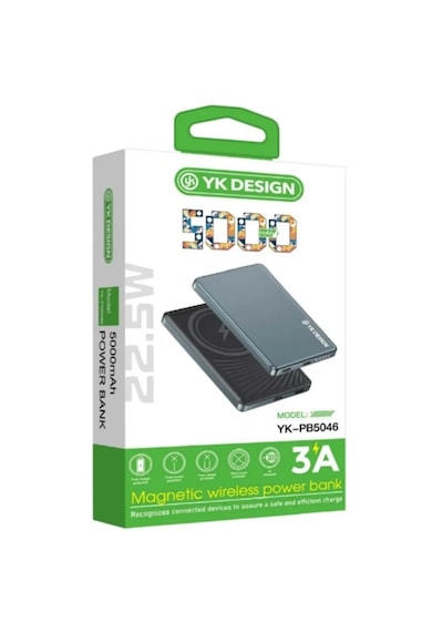 Yk Design Yk-pb5046 5000 Mah 22.5w 3a Magsafe Powerbank Siyah
