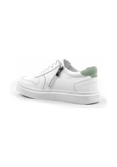 Hakiki Deri Beyaz Bağcıklı Fermuarlı Çocuk Sneaker