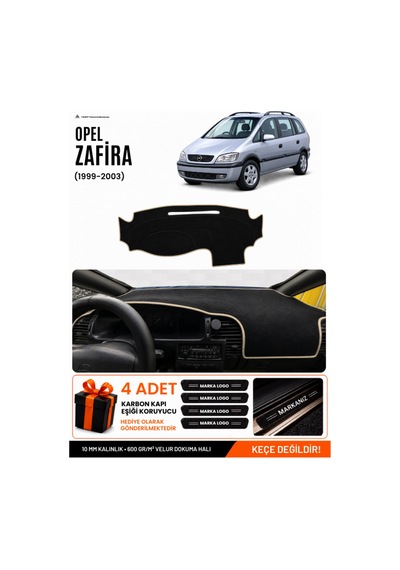 Opel Zafira 1999-2003 Uyumlu Torpido Koruma, Torpido Örtüsü, Torpido Kılıfı - Siyah-bej - Op017