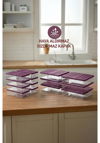 Nora Kışlık Buzluk Hazırlık Seti 14 Parça 6 Adet 2.25 Lt.+ 8 Adet 1 Lt. Mürdüm