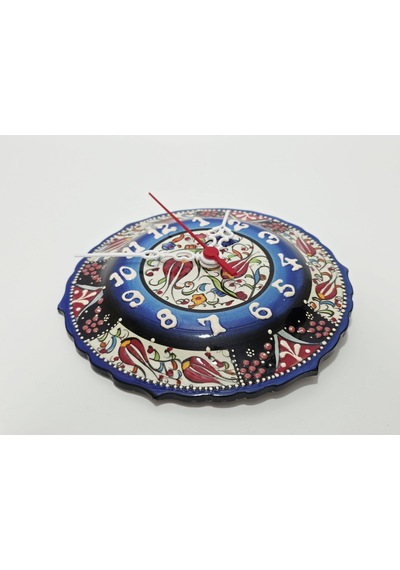 Çini Boyama Kabartma Duvar Saat 18cm - Çini Saat Çok Renkli 87586591