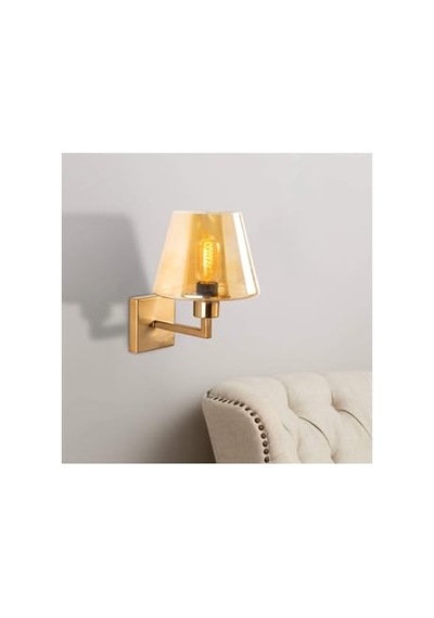Şık Eskitme Metal Aplik E27 Duvar Aydınlatma 19x24x28 Cm Oturma Odası, Bej-4655 Diğer