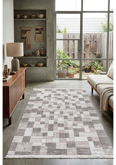 Etnik Craft Madre Modern Desenli Halı Md05 Bej Kahve