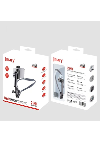 Jmary Mg-01 2in1 Eller Serbest Boyun Askılı Telefon Tutucu Siyah