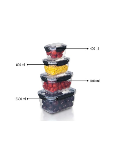 4'lü Master Dikdörtgen Saklama Kapları 400 ML - 800 ML - 1400 ML - 2300 ML 001