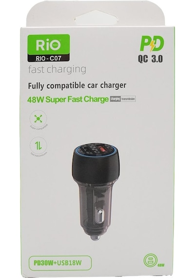 Rio 3.0 48w Araç Şarjmatik Usb-a Ve Type-c Çıkışlı Çakmaklık Girişli Araç Şarj Adaptörü