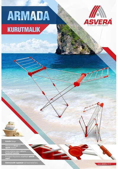 Safir Serisi - Armada Alüminyum Borulu Çamaşır Kurutmalık - Kanatlı Çamaşır Kurutma Askısı Gri