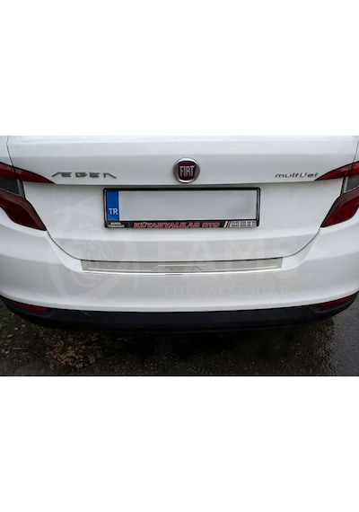 Fiat Egea Krom Arka Tampon Üstü Koruma 2015 Üzeri Yazılı Sedan P,çelik Taşlı