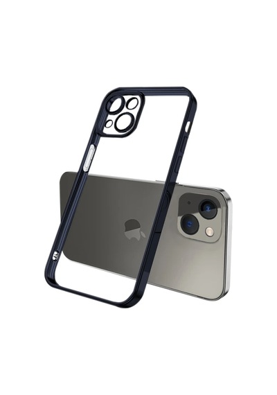 Hepsi Ally Fashion Series iPhone Uyumlu 13 6.1inç Kılıf Renkli Kenar Lazer Çerçeveli Silikon Kılıf- 5775 Najmaddin Mavi