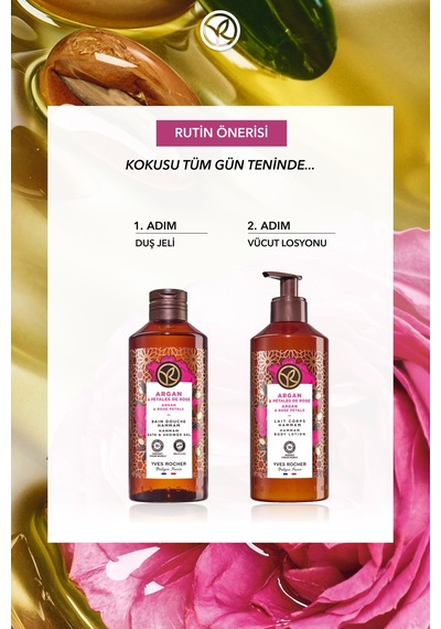 Yves Rocher Duş Jeli - Nemlendirici Oryantal Argan Ve Gül - Sls,sles İçermez,vegan-400ml Diğer