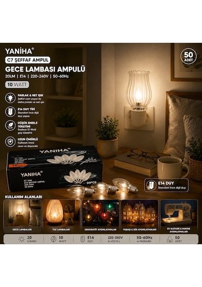Yeni C7 Şeffaf Ampul- 50'li Paket Diğer
