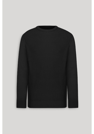 Ac&co Erkek Sıyah Standart Fit Normal Kesim Bisiklet Yaka Jakarlı Triko Kazak Siyah