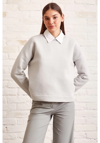 H1 Style Oversize Sweatshirt Pamuklu Mavi