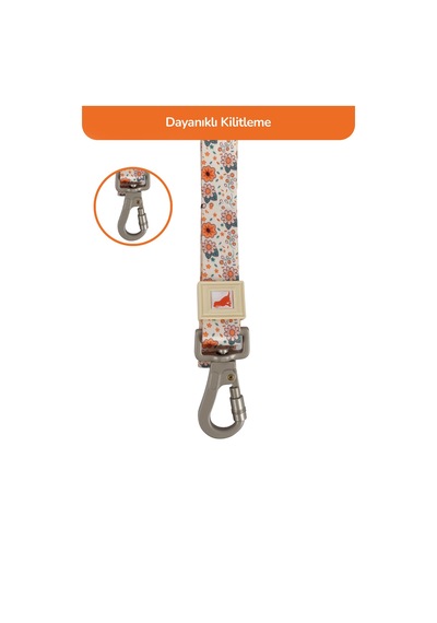 Köpekler İçin Dayanıklı Ve Güvenli, Desenli Gezdirme Tasması 25mm Krem