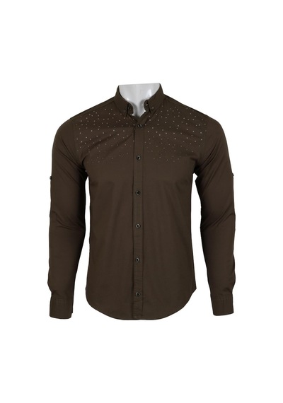 Erkek Gömlek Slim Fit Rar00459 Haki