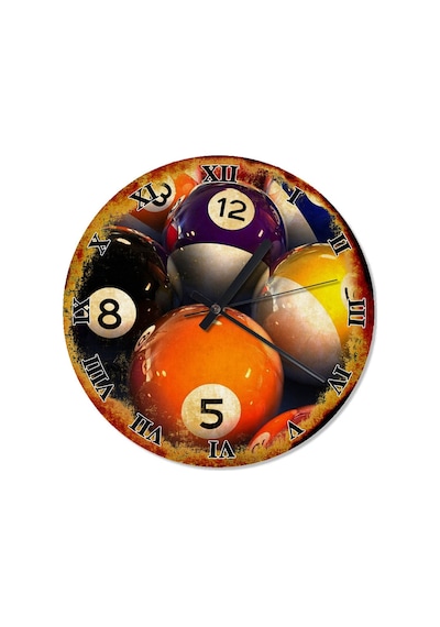 Bilardo Topları Tasarım Duvar Saati (407732204) Çok Renkli