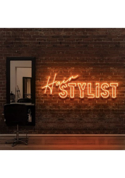 Hair Stylıst Yazılı Neon Tabela Turuncu