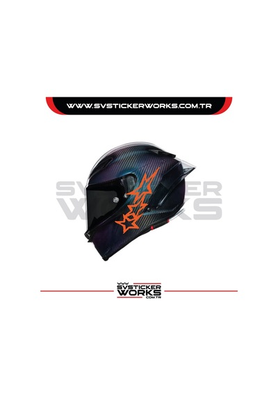 Stars Yıldız Sticker Kask Sticker Kasklar Uyumlu Tek Yön 1 Adet Turuncu
