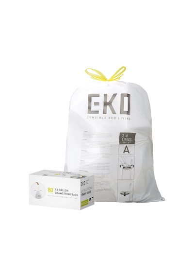 Easy Dispense Roll 80 Adet Ekstra Güçlü İpli Küçük Çöp Torbası, 1,6 Galon Çöp Torbası 3-6 L 1 Paket Beyaz, Kod A