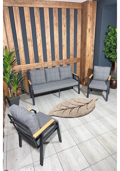 Ard & Garden Kavacık 3+1+1+masa Bahçe Mobilyası, Balkon Çay Seti, Bahçe Koltuk Takımı Gri