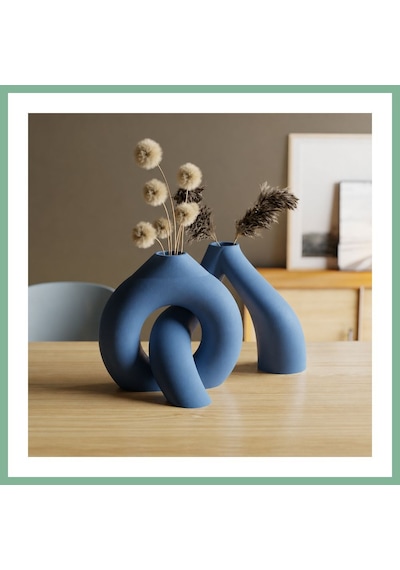 Bşkvirgo 3d Baskı Interlocking Vazo - İç İçe Geçen Dekoratif Vazo-mavi Bsk2026