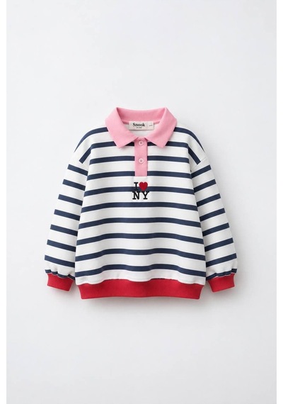 Poala Kids Çizgili Polo Yaka Sweatshirt Çok Renkli