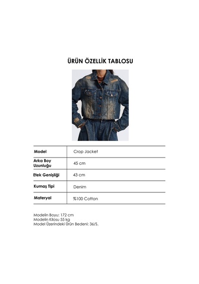 Kadın Kot Rengi 10w6-8 Kemer Boy Oversize Özel Tasarım Denim Ceket