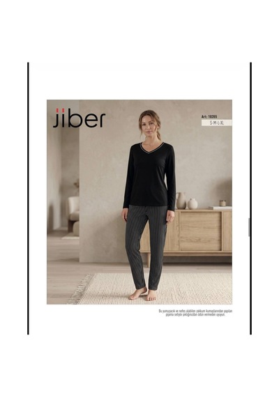 Jiber 10355 Kışlık Pijama Takımı Siyah