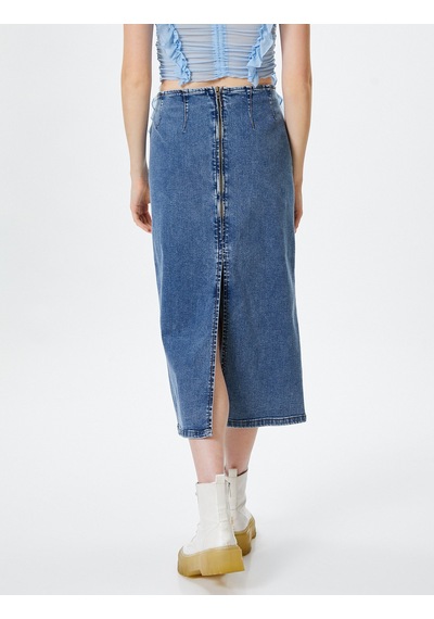 Koton Midi Kot Etek Arkadan Yırtmaç Detaylı Esnek Pamuklu Koyu İndigo 4wal70015md Dark Indigo Koton Midi Kot Etek Arkadan Yırtmaç Detaylı Esnek Pamuklu Koyu İndigo 4wal70015md Dark Indigo
