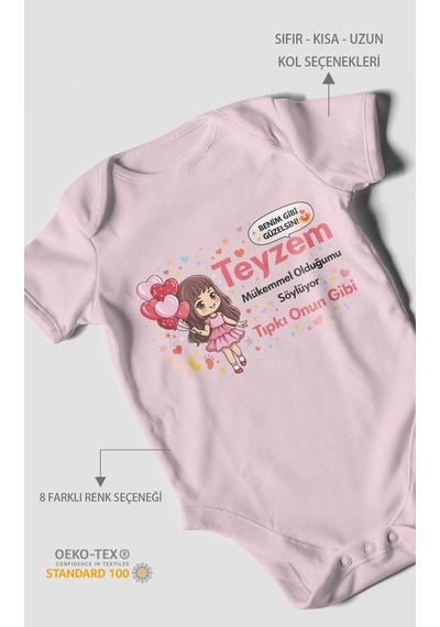Morivokids Teyzeye Özel Kısa Kollu Bebek Body %100 Pamuk Zbn89-kk Bebe Pembe