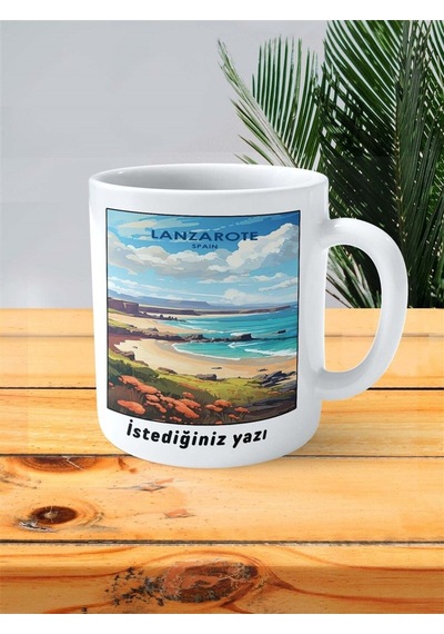 Lanzarote Baskılı Kupa Bardak Kişiye Özel Desen 2 Çok Renkli