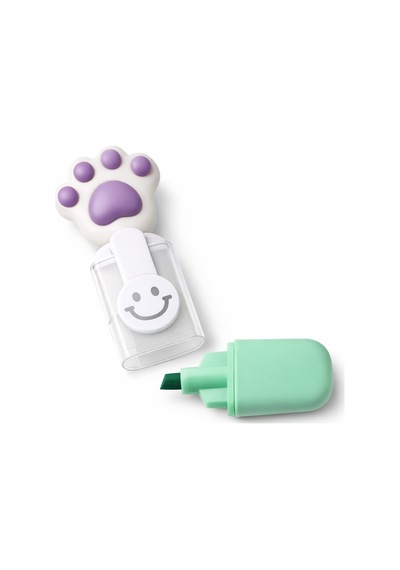Sevimli Tatlım Fosforlu Mini Keçeli Kalem - 6lı Set - Kedi Tırnağı-fosfor01
