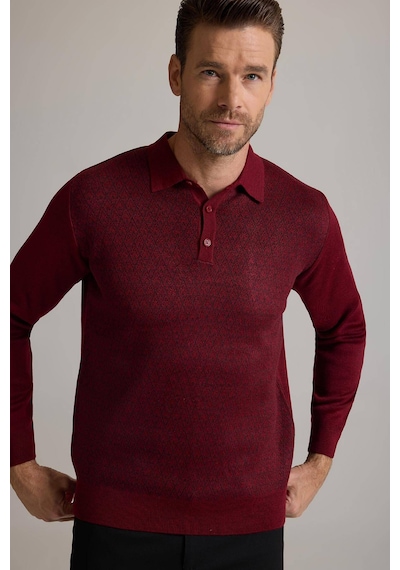 Ysf Erkek Bordo Polo Yaka Desenli Triko