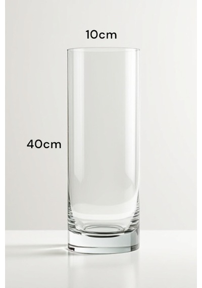 10 Cm X 40 Cm El İşçiliği Silindir Cam Vazo, Akvaryum , Dekor , Sürahi , Dekoratif, Saksı Beyaz