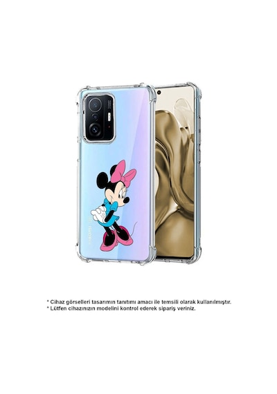 Huawei Y7 2019 Köşe Korumalı Antişok Kapak Minnie Mouse Tasarımlı Şeffaf Kılıf