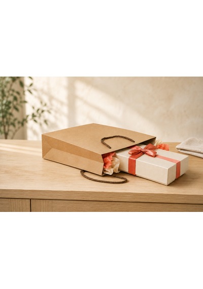 Premium 180 Gr Kraft Kağıt Çanta Burgu İp Saplı Şık Hediye Ve Alışveriş Çantası 50 Adet 30 X 38 X 14