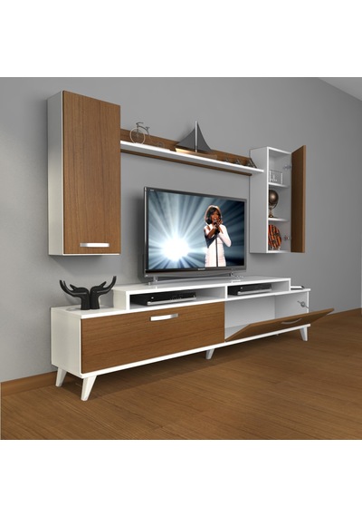 Decoraktiv Ekoflex 7 Slm Retro Tv Ünitesi Tv Sehpası Beyaz - Ceviz