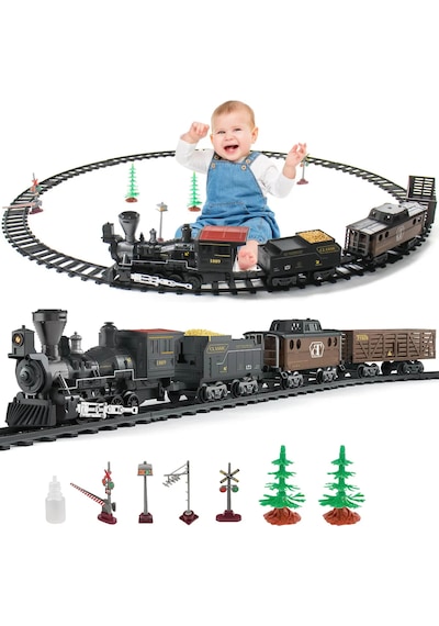Mj Toys Işıklı Ve Sesli Classic Buharlı Tren Set 30 Parça Hediyelik Oyuncak Lokomotif Seti Klasik Tren Seti