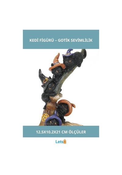 Sevimli Gotik Polyester Kedi Figürü 12.5x10.2x21 Cm 1 Adet