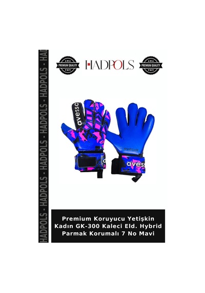 Premium Koruyucu Yetişkin Kadın Gk-300 Kaleci Eld. Hybrid Parmak Korumalı 7 No Mavi