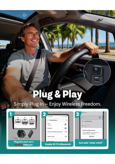Mini Pico, 2026 Yeniliği 2'in'1 Kablosuz Carplay Ve Android Auto Adaptörü Tek Dokunuşla Cihaz Değişimi, Tak Ve Kullan, Wifi 6 Ve Bluetooth 5.4, İphone Ve Android İçin Otomatik Bağlanır