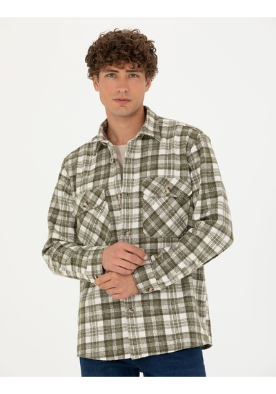 Pierre Cardin Erkek Haki Desenli Gömlek 50274651-vr027 Haki