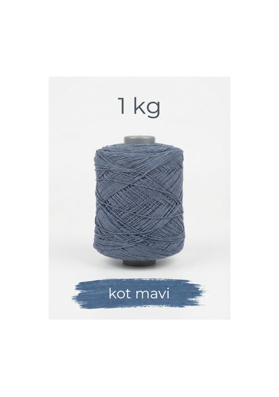 1 Kg 2 Mm Premium İnce Zincir Cotton, Makrome İpi Kot Mavisi Renk